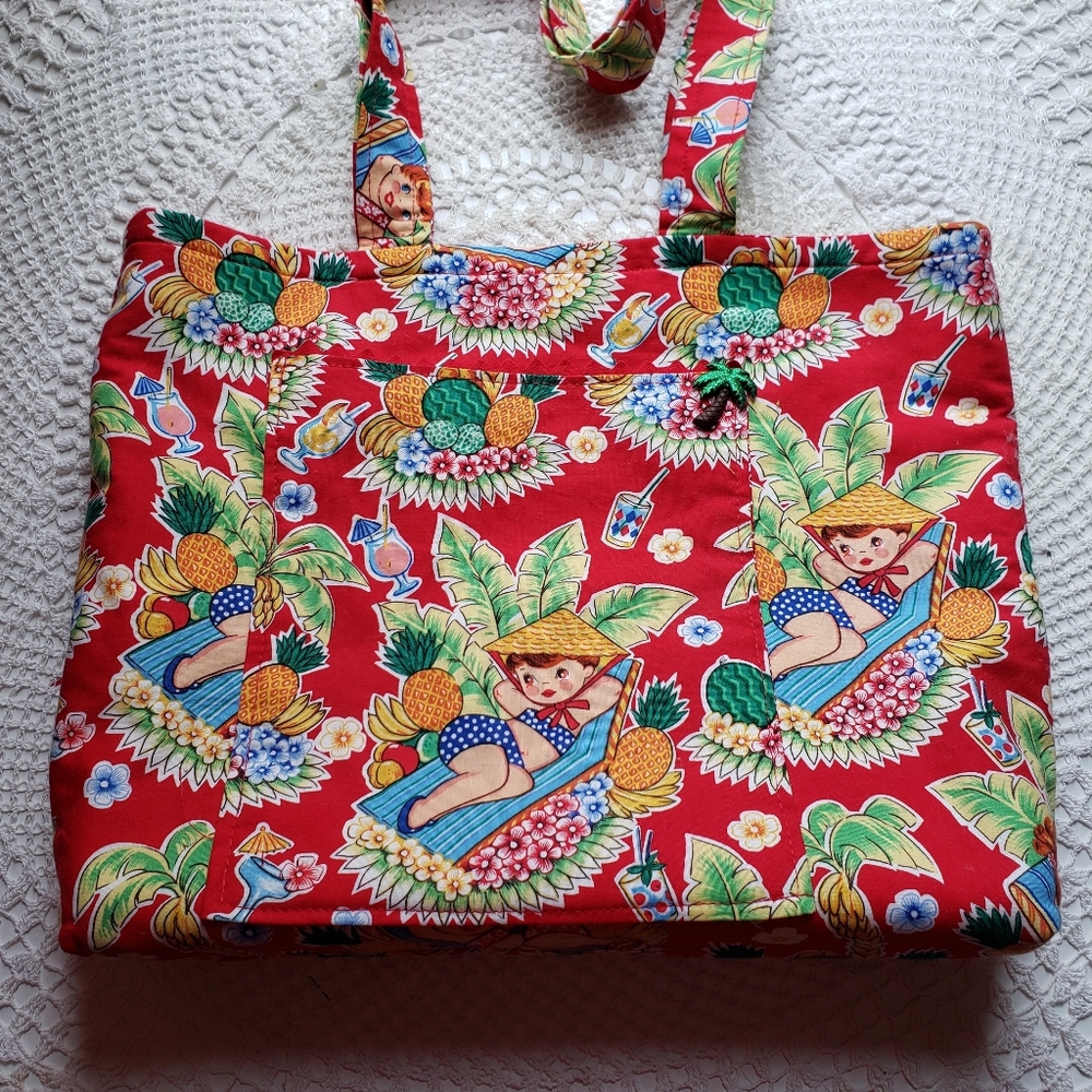 Tropical tote bag purse handmade
